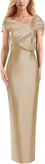 Womens Off The Shoulder Mermaid Prom Dress Satin Elegant Formal Evening Dress Floor Length Wedding Guest Dress