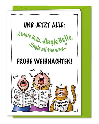 Sketchy Print Co Weihnachtskarte ‚Santa Claws‘ – Lustiges Katzen-Design | 350 G/m² Karton, Mit Umschlag | Für Katzenfans & Beste Freundin