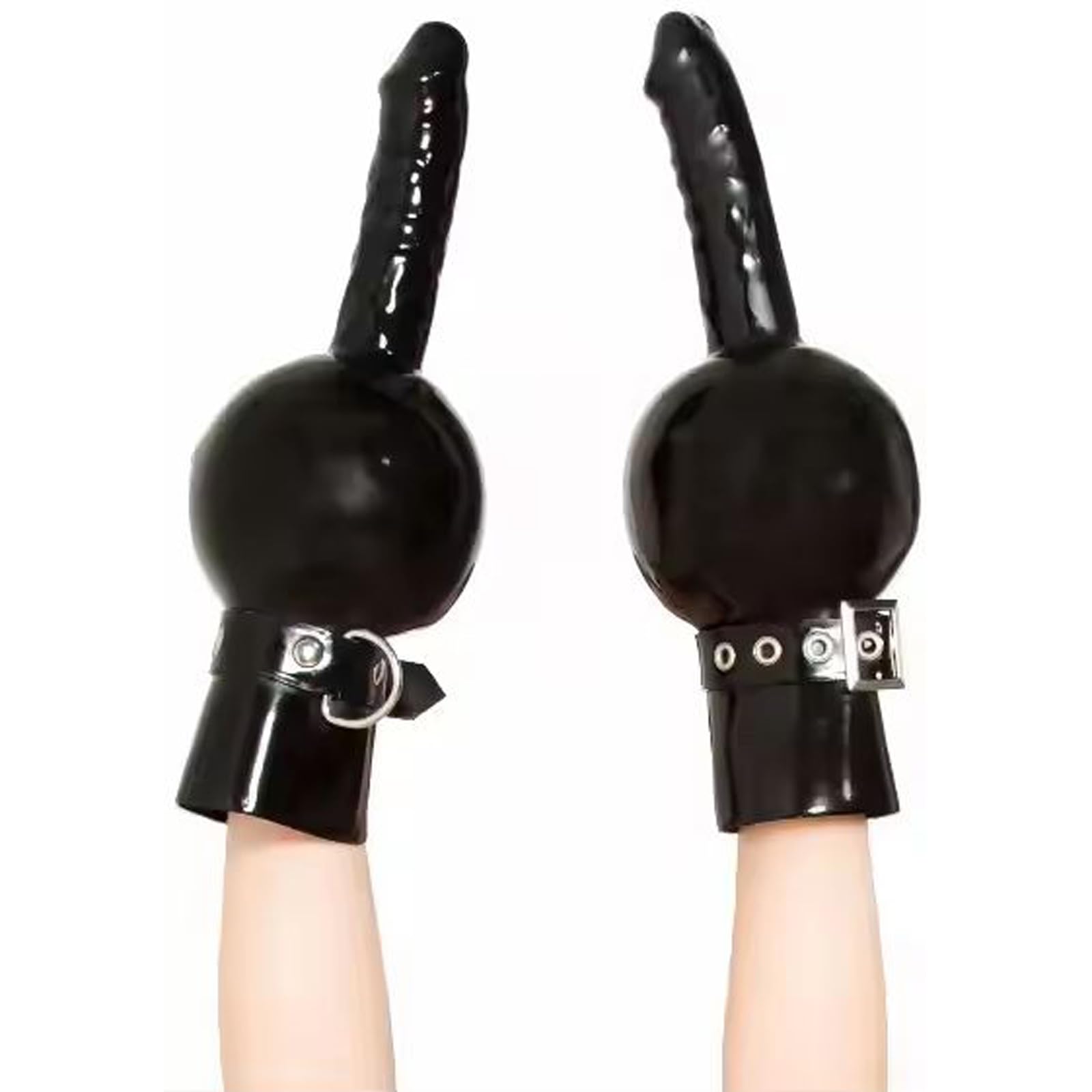 Guanti in lattice con dildo – Sex toy BDSM Bondage, guanti in gomma per fisting & fetish, forma anatomica & regolabili