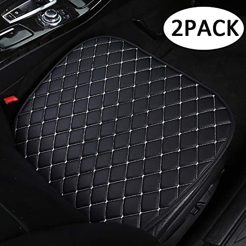 Seametal Car Seat Covers Cushion Pad for Front Seat Bottom Seat Protection,PU Leather,Waterproof (Black, 2PACK)