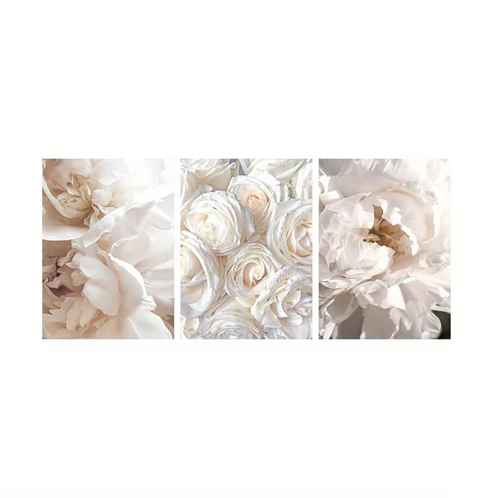 XIANGPEIFBH 3PCS Modern Flower Wall Art Canvas Paintings Print Floral Botanical Posters for Living Room Bedroom Home Wall Decor((60x80cm/24x31in) x3/Unframed)