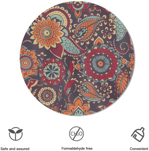 Miniatura 3 de Mantel redondo de mandala bohemio de 60 pulgadas, colorido indio, bohemio, arte rústico, moderno, impermeable, reutilizable, para picnic, fiesta,