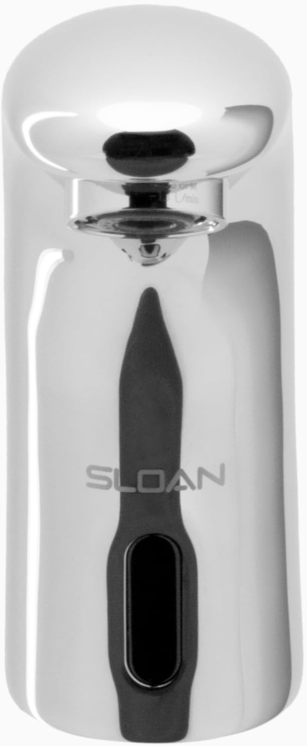 Sloan SF-2450 Touchless Infrared Sensor Commercial Faucet, 0.5 GPM, Multi-Laminar Spray, Polished Chrome, Battery Powered, 4" Trim Plate, Below Deck Manual Mixing Valve, 3362127
