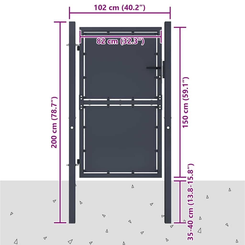vidaXL Gartentor aus Stahl 100 x 150 cm Anthrazit