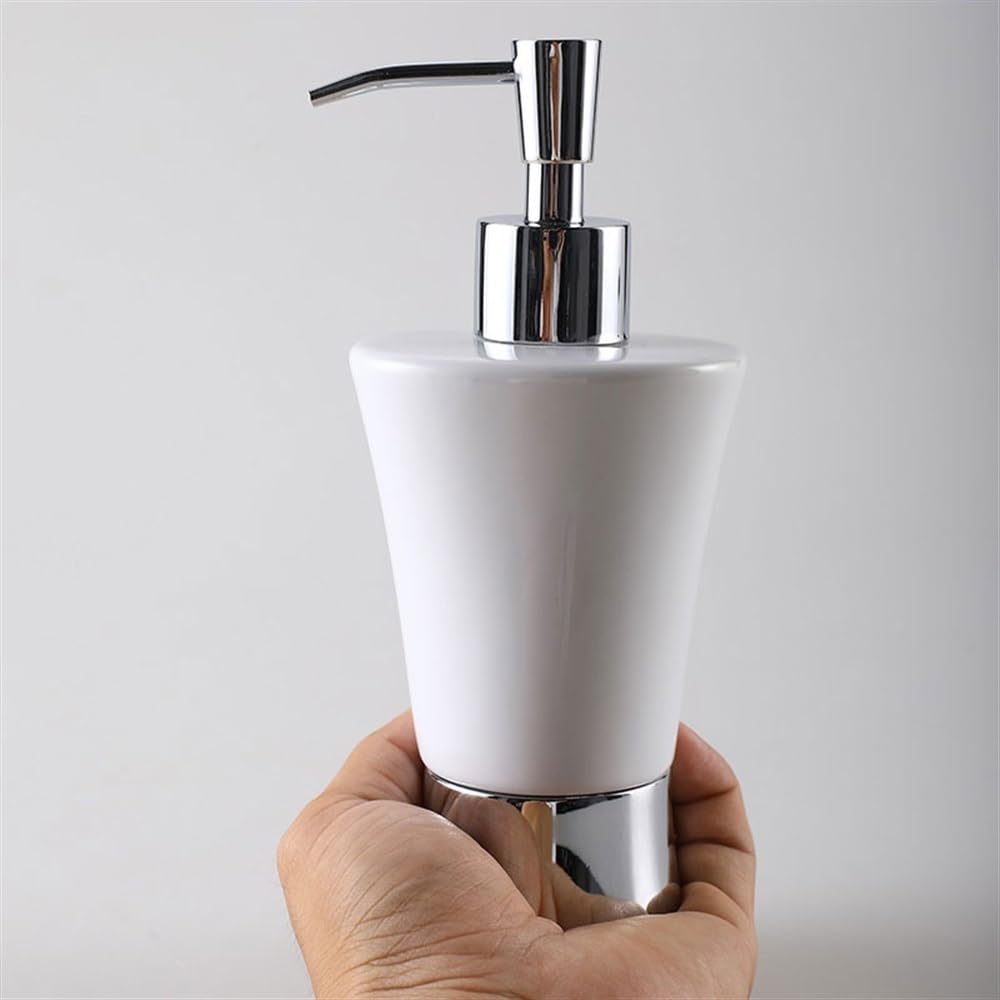 Dozownik mydła do łazienki i kuchni, 240 ml, ceramiczna butelka na balsam, dozownik ze stali nierdzewnej, szampon, płyn mycia ciała, płynu naczyń