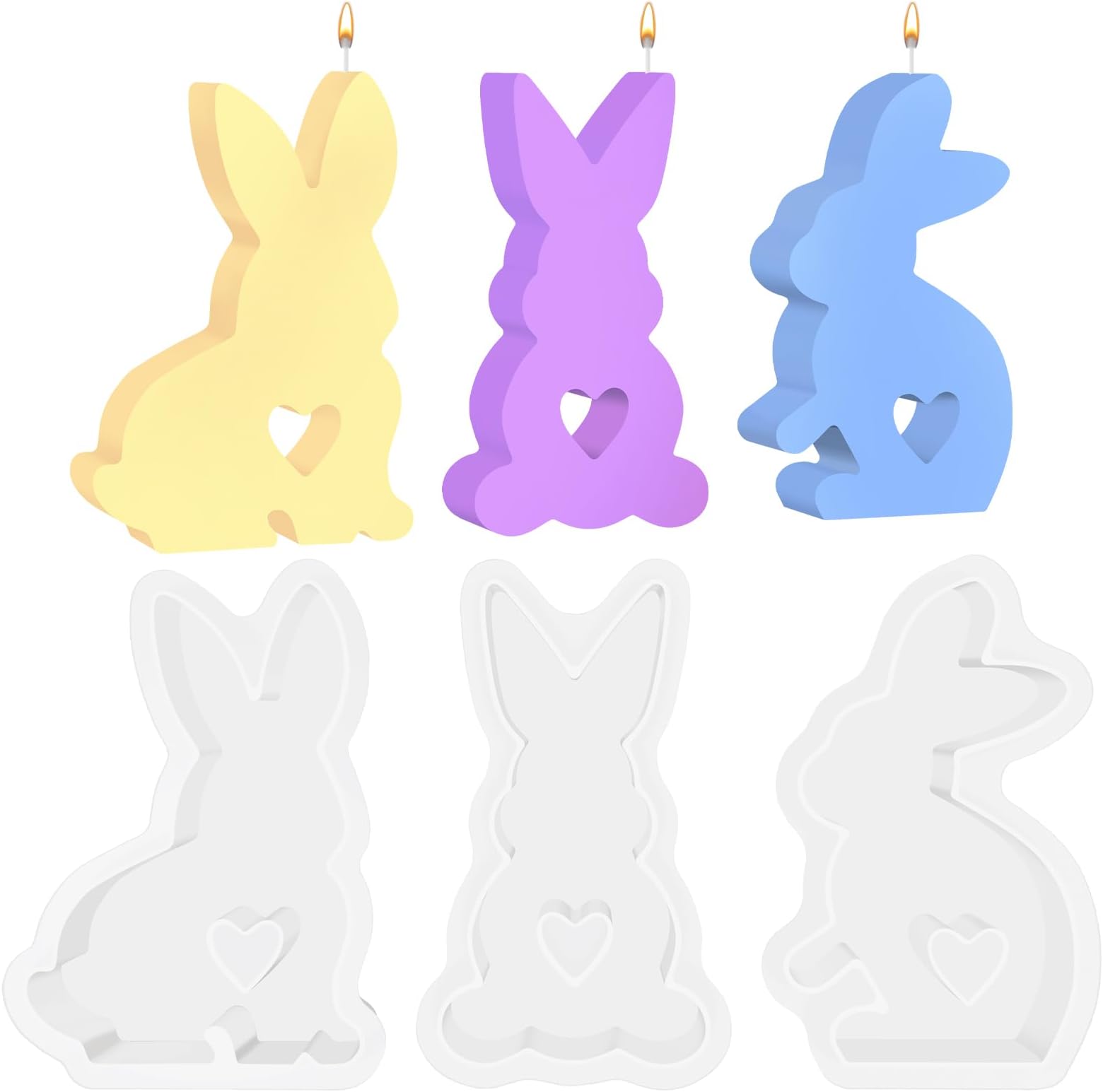 Easter Bunny Silicone Mould Candle Holder Easter Silicone Mould Rabbit Easter for Making 3D Candle Soap Plaster Easter Gifts Easter Day Party Supplies
