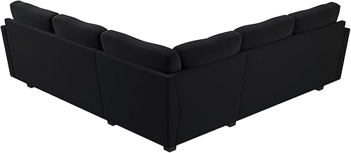 Miniatura 7 de HONBAY Sofá Seccional Convertible en Forma de L para Apartamento Pequeño Sofá Seccional Reversible para Sala de Estar, Terciopelo Negro