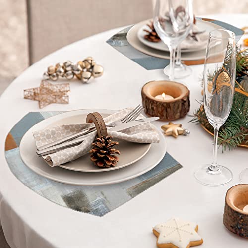 Orange And Grey Modern Abstract Art Painting Round Table Placemat Set Of 4 Wedge Placemat Centerpiece Washable Dining Table Mat Heat Resistant Place Mat For Kitchen Restaurant Decor, 5 Pcs #TOP6