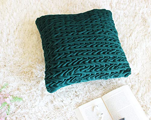 Image of Monstera Hut Corded Wavy Suede Emerald Green Cushion Cover Pack of 2, (Cushion Cover 16x16inch) (40.6 x 40.6 cm)