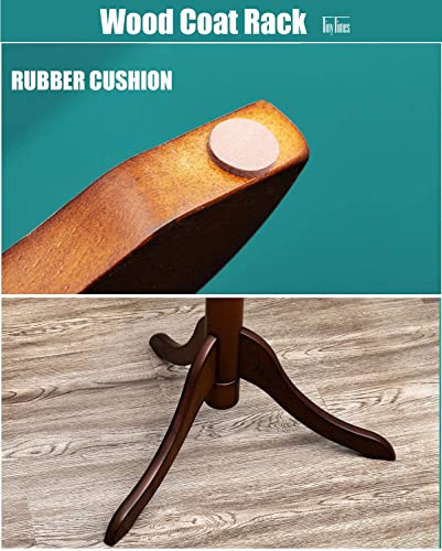 Tinytimes Wooden Coat Rack Free Standing, Sturdy Rustic Hall Tree Coat Tree Coat Hanger With 8 Hooks, For Coat, Hat, Clothes, Scarves, Handbags, Umbrella (Dark Brown) #TOP3