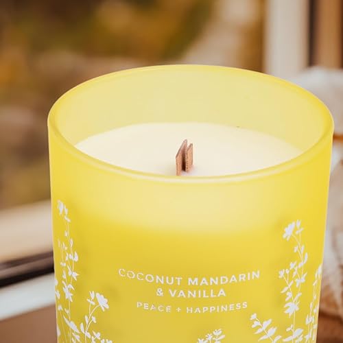 Miniatura 9 de Vela de soja de vainilla y mandarina de coco  Velas de lujo para el hogar  Vela grande con mecha de madera de 10.6 onzas  Vela relajante de