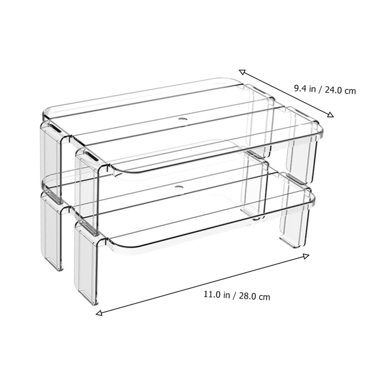 Homoyoyo Estantes de Almacenamiento Transparentes 2piezas para Refrigerador Soporte de Plástico Pulido para Organizar Bandejas y Suministros Cocina