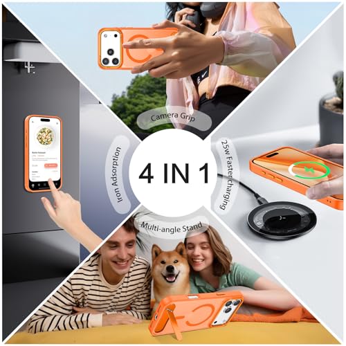 Image of GUAGUA for iPhone 17 Pro Max Case Compatible with MagSafe iPhone 17 Pro Max Magnetic Case Translucent Matte Skin Feeling Shockproof Protective Anti-Scratch Case for Phone 17 Pro Max 6.9 inch, Orange