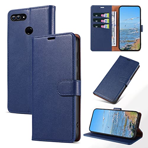 KKEIKO Funda para Huawei P Smart 2018 / Enjoy 7S / Honor 9 Lite, Billetera Carcasa de PU Cuero, Anti Golpes Magnético Funda con Stand Function para Huawei P Smart 2018 / Enjoy 7S, Azul