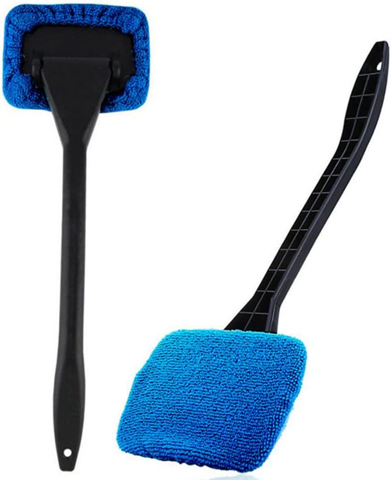 2PCS Windshield Cleaning Tool Set,Long Handle Microfiber Car Windscreen