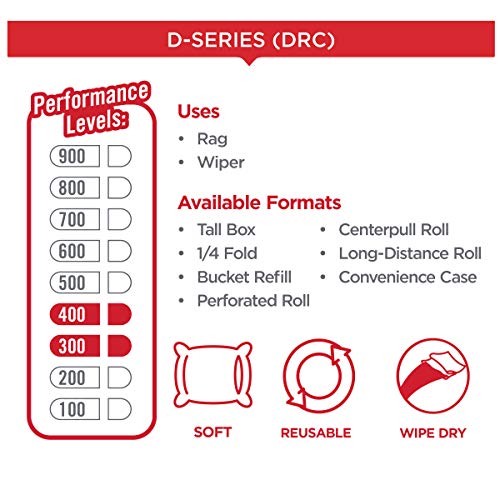 Image of Brawny Professional D300 Disposable Cleaning Towel, Centerpull Roll Bucket Refill by GP PRO (Georgia-Pacific), 20045, White (2 Rolls, 300 Towels per Roll)