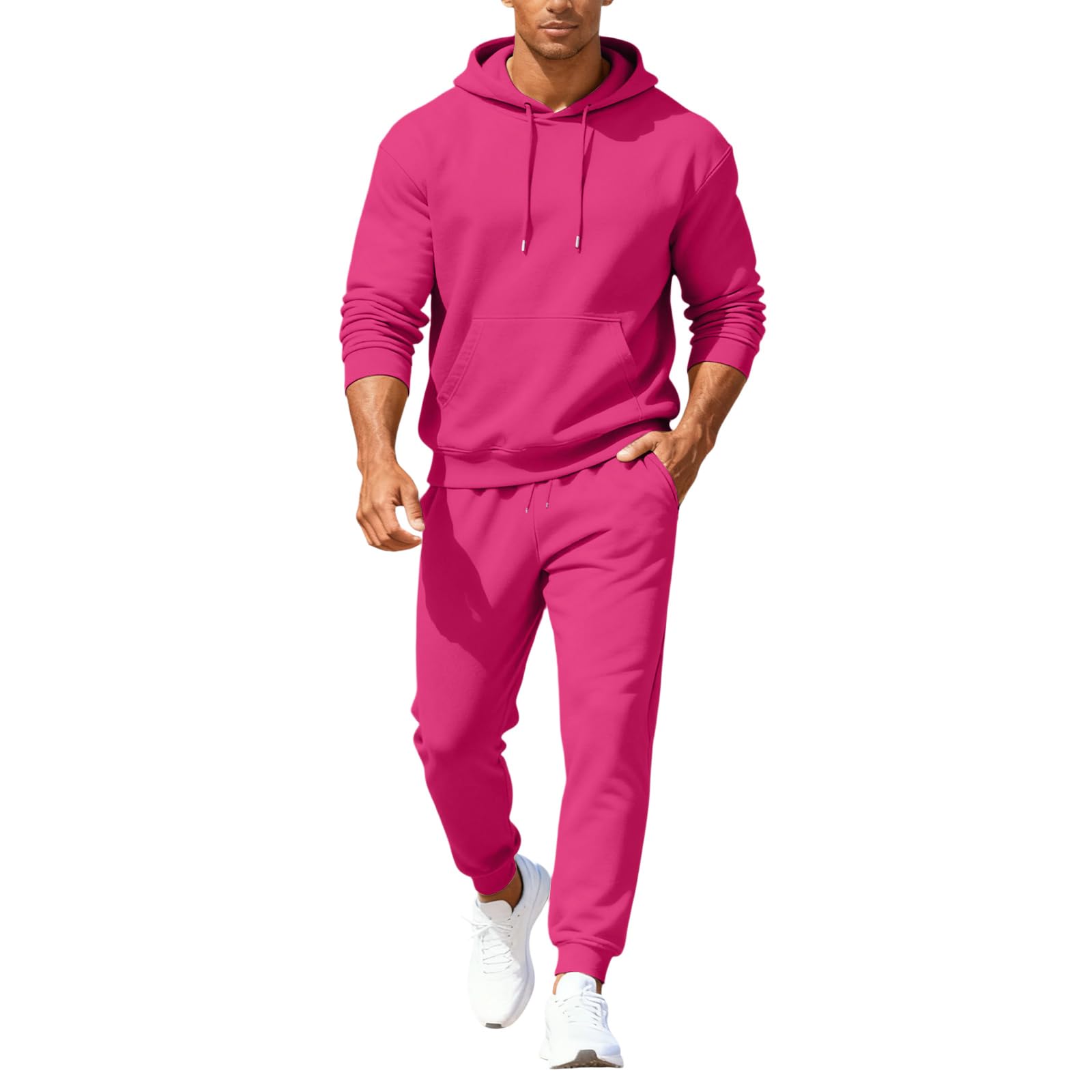 Men Track Suit Athletic Long Sleeve Sweatshirt Cuffed Joggers for Gym Workout