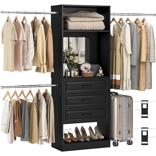 Unikito 8FT Closet System with Mirror and Drawers