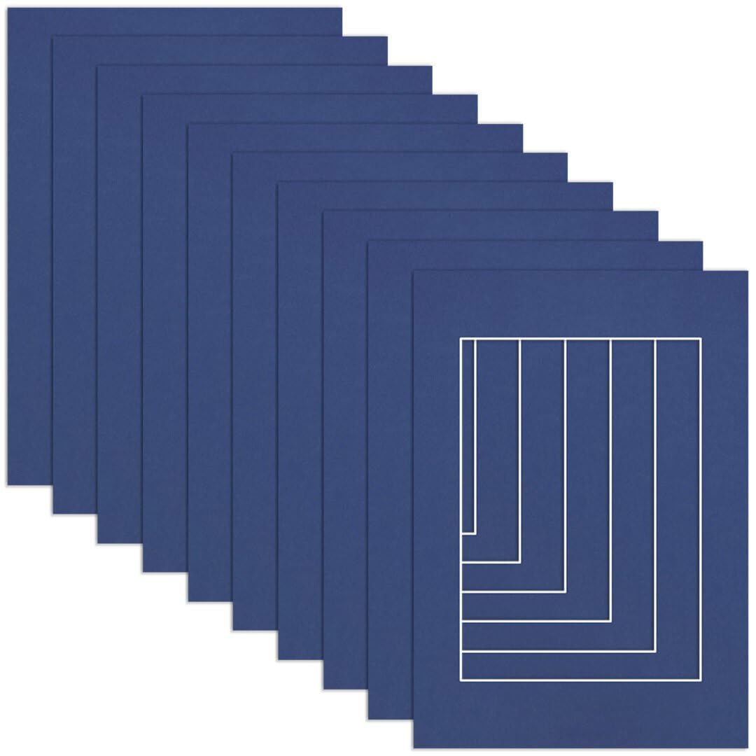Procut Global A5 Blue Picture Mounts to Fit A6 Aperture - Precision Cut Cardboard Photo Mount - Ideal for Frames, Prints, Artwork & Certificates - Sizes & Colours Available - 10 Pack โ image 1
