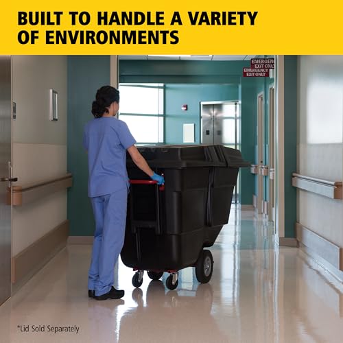 Image of Rubbermaid Commercial Products Tilt Dump Truck /Trash Cart /Garbage Collection /Recycling, 1 /2 Cubic Yard, Waste Collection, 1250 lbs capacity, Black, for Office /Warehouse /Facility Management