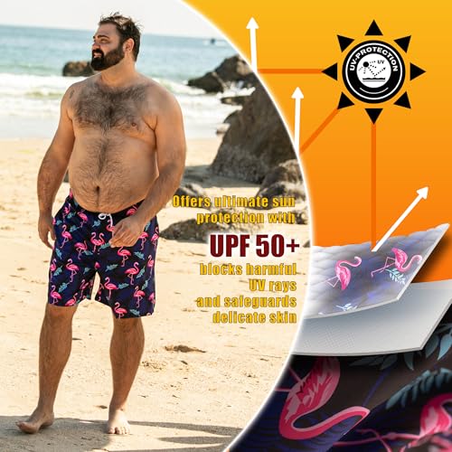 BRISIRA Big and Tall Swim Trunks for Men Bathing Suit with Mesh Lining Quick Dry Board Shorts Beach Swimsuit Pocket3