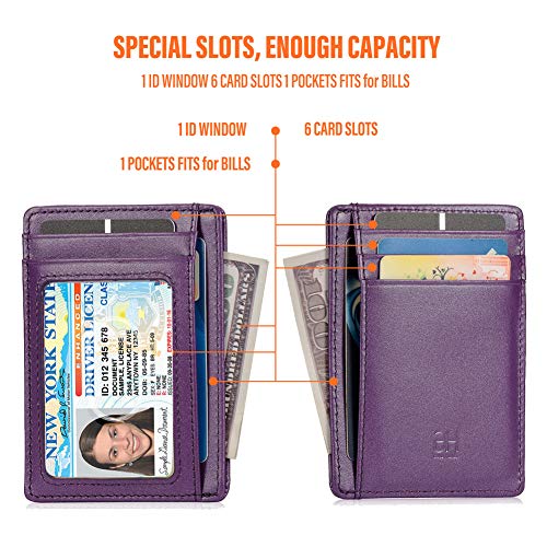 Image of GH GOLD HORSE Slim RFID Blocking Card Holder Minimalist Leather Front Pocket Wallet for Women | Slim