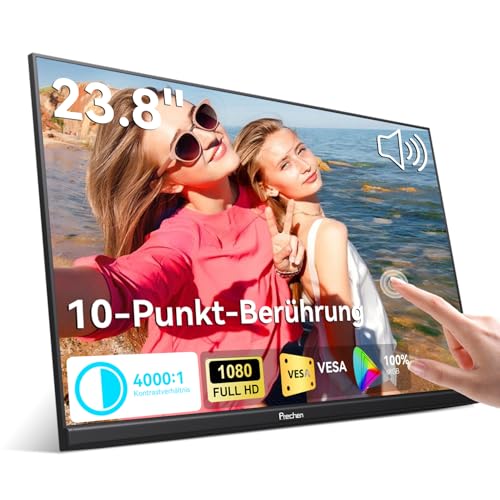 23,8" Großer Portable Touchscreen-Monitor, 100% sRGB VA FHD 1080P, 4000:1 Kontrast, VESA, Lautsprecher, 90° Verstellbarem Ständer, USB-C HDMI, 75Hz Tragbarer Touch Bildschirm für Laptop/PC/Smartphone 23,8" Großer Portable Touchscreen-Monitor, 100% sRGB VA FHD 1080P, 4000:1 Kontrast, VESA, Lautsprecher, 90° Verstellbarem Ständer, USB-C HDMI, 75Hz Tragbarer Touch Bildschirm für Laptop/PC/Smartphone