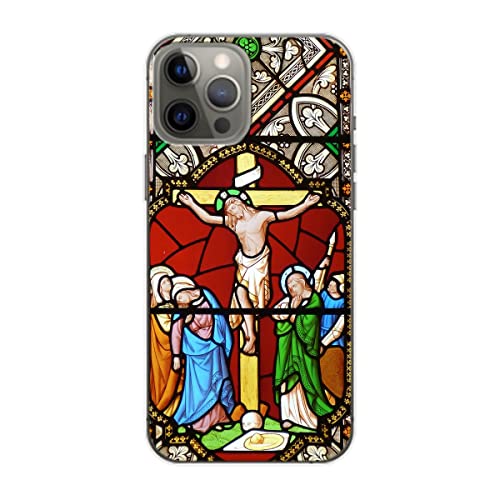 Coque iPhone 14 Pro Max TPU antichoc motif crucifixion protection angles fins