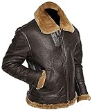 Resident 4 Evil Shearling Pelzjacke Bomber B3 Aviator Brown Ginger Leather Jacket für Herren | B3-Jacke für Herren: Winter Spaicial (XL)