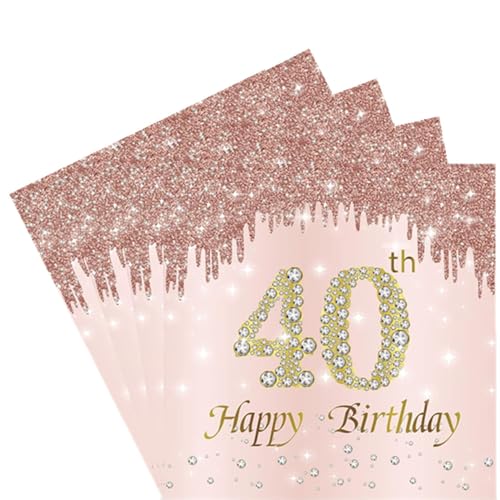 Servilletas de 40 cumpleaños, 20 servilletas de papel de color oro rosa, servilletas de papel para fiestas