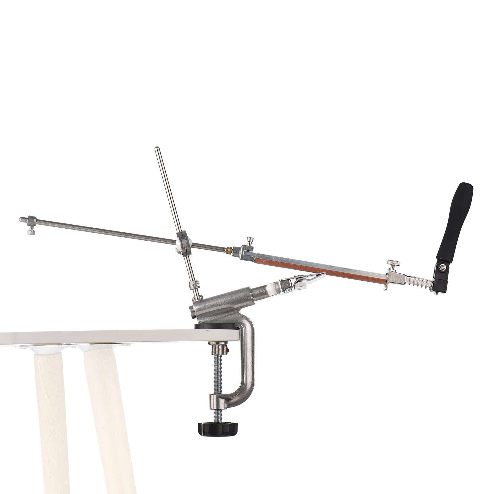 Sistema di affilatura coltelli con 4 pietre per affilare Kit per affilare i coltelli da tavolo, rotazione di 360 gradi Affilacoltelli manuale in lega ad angolo fisso Clip ovolta di 180 gradi,