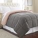 Amrapur Overseas Down Alternative Microfiber Quilted Reversible Comforter/Duvet Insert Ultra Soft Hypoallergenic Bedding-Medium Warmth for All Seasons, King, Charcoal/Misty Rose