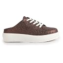 FAUSTO FST 1373 COPPER-40 Women Copper Back Open Glitter Mule Sneakers with Lace-Up Front | White Platform Sole Slip On Shoe | Memory Cushioned Insole (7 UK) gallery image