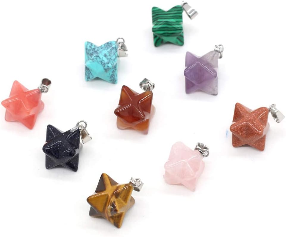 Natural Stone Pendant 10PCS Random Color Mix Stone Pendants Healing Crystal Quartz Chakra Reiki Gemstone Charms for Necklace Jewelry Making 22X24 mm - Image 7