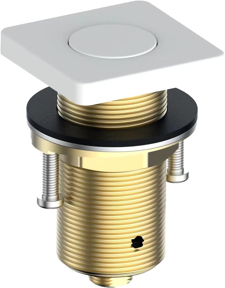 KANARY ALL Brass Square Air Switch Button for Sink Top Counter Top Garbage Disposal Part (White)