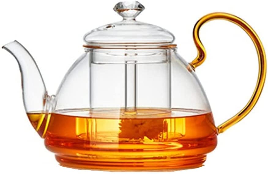 QNMD Filtro de Tetera de Vidrio para el hogar, Juego de té Resistente a Altas temperaturas, Tetera Saludable de 1350ml, Tetera Gruesa de Gran Capacidad para Oficina y Sala de Estar