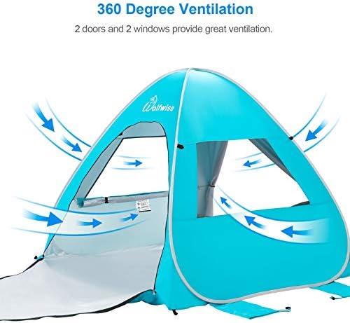 WolfWise UPF 50+ Easy Pop Up Beach Sun Shelter Tent Portable Baby Canopy Quick Instant Automatic Sport Umbrella Sun Shade Blue Medium