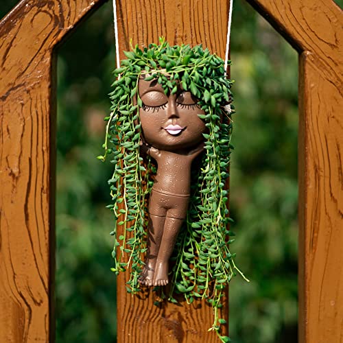 Snugmaker Head Hanging Planters For Indoor Plants Holders With Face Planter Pots Plant Hanger Indoor Hanging Plant Pot Hanging Pots For Plants Indoor Gift For Women, Plant Lover, Home Decor(Brown) #TOP5
