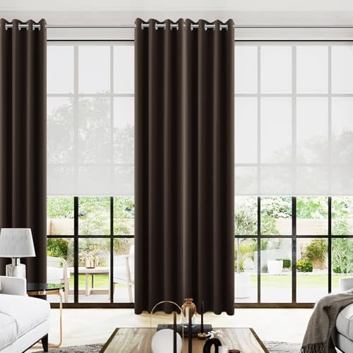 96 Inch Long Dark Brown Living Room Curtains for Window