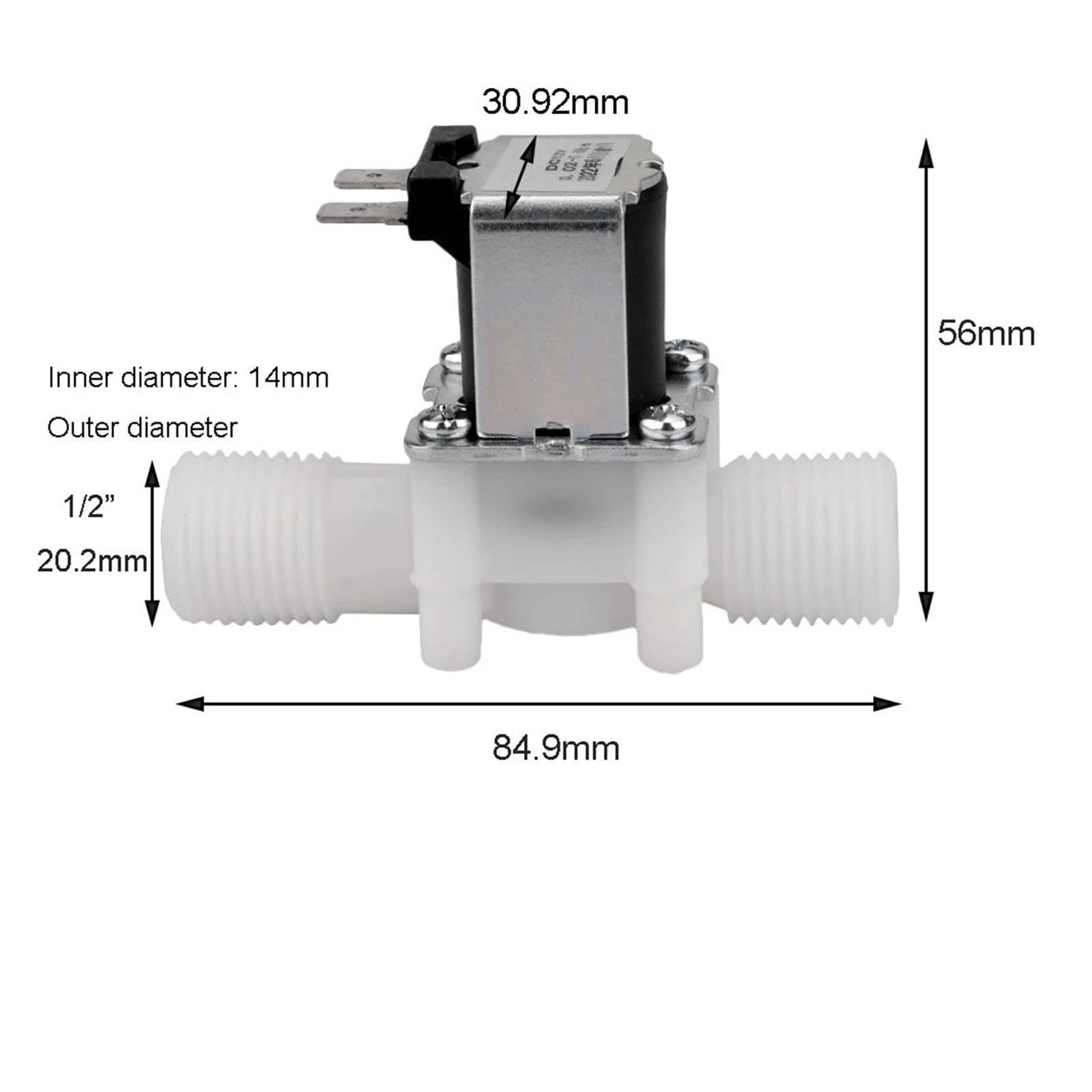 Válvula Solenoide De Plástico De 1/2", Tipo NC, Voltaje Múltiple De 12V 24V
