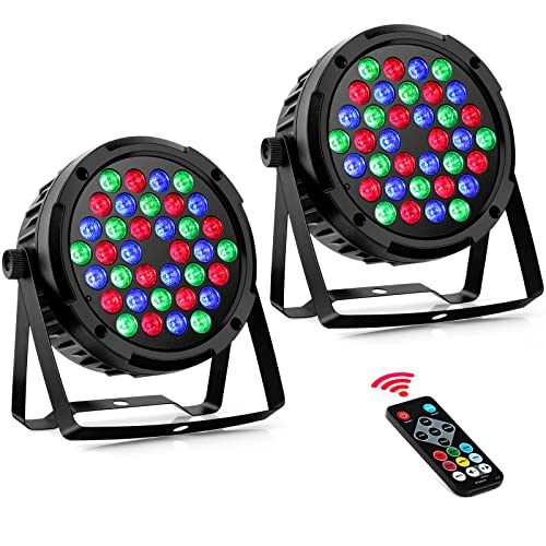 Led Par Lights For Party - 36W 2 Pack 36 Leds Rgb Stage Light With Dmx Remote Control Sound Activated Strobe Professional Portable Uplighting For Church Wedding Bar Dj Disco Club Music Event Lightshow #TOP8