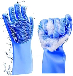 Louis Donné Silicone Gloves, Reusable Wash Scrubber, Heat Resistant Cleaning Tool, Great for Household, Dishwasher, Washing Car, Pet Hair Care and Massage