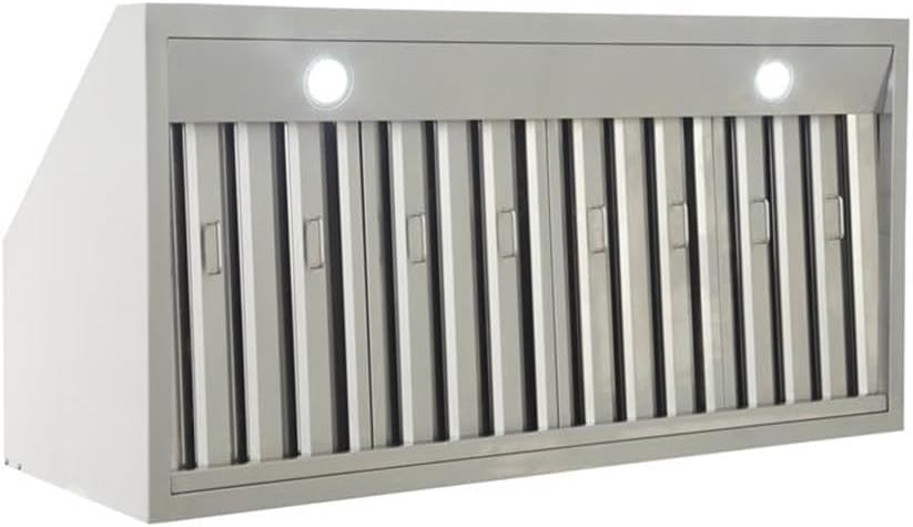 Pemberly Row 47.5" Stainless Steel Wall Mounted Range Hood, Silver Finish, Pro-Style Kitchen Vent, 4-Speed, 3 LED Lights, 1200 CFM, Dishwasher-Safe Filters, LCD Touch Display, Gourmet Cooking Use