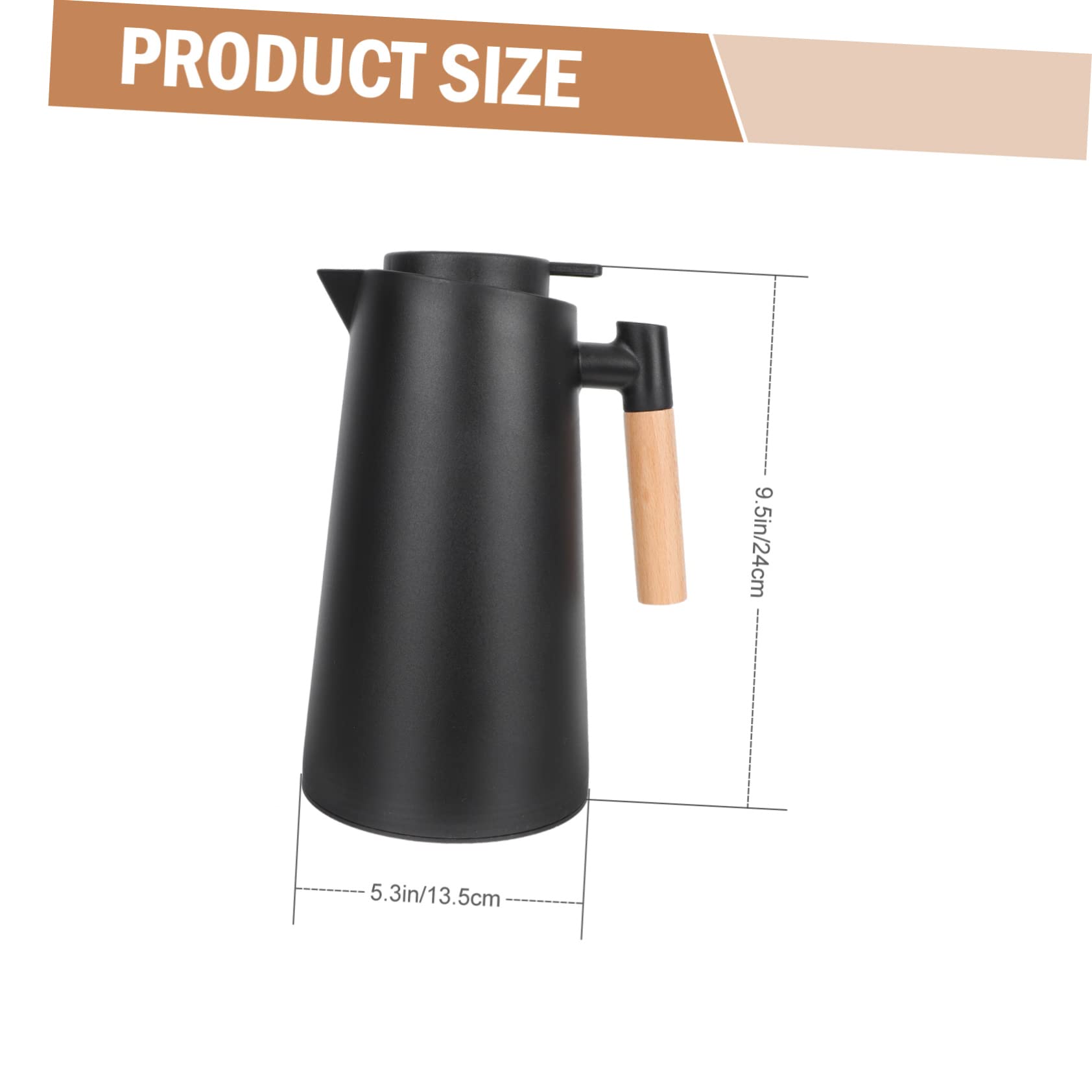 STOBAZA Kettle Insulated Hot Water Bottle Wooden Handle Black Suitable for Hot Tea Coffee Family Gatherings
