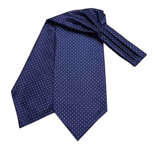 Image of Hi-Tie Silk Ascot for Men Self Tie Men's Cravat and Flower Lapel Pin Handkerchief Cufflinks Set for Wedding Party