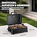Severin Tischgrill, Elektro-Grill für Balkon, 2300W, 10 Min. Aufheizzeit, Keramik-Beschichtung, max. 230°C, mit Deckel, Thermometer, 45x30cm Grillfläche, matt-schwarz, PG 8597