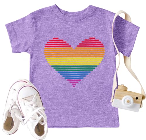 Toddler Pride Shirt for Boy Girl Kids Rainbow Heart Graphic Short Sleeve Love is Love Print Summer Children Casual Tops