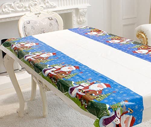 KEPMOV Tablecloth Christmas, Christmas Table Cloth, Christmas Tablecloths Rectangular, Spill Proof Washable Table Cover Stain-Resistant for New Year Xmas Party Decorations, 180 x 110 cm, Santa Claus