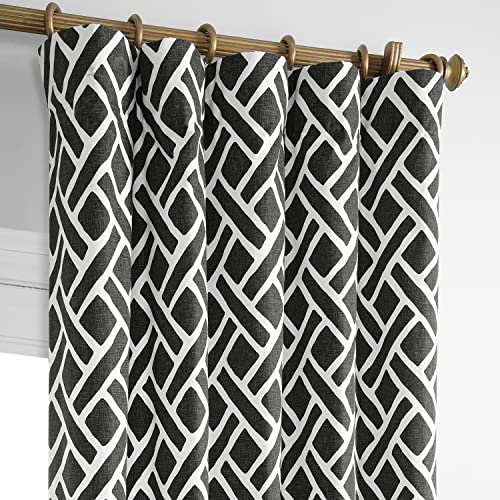 Image of HPD Half Price Drapes Modern Geometric Printed Curtains 108 Inches Long Luxury Cotton Curtains (1 Panel) Room Darkening Curtains for Bedroom & Living Room, 50W x 108L, Crosshatch Geometrical Black