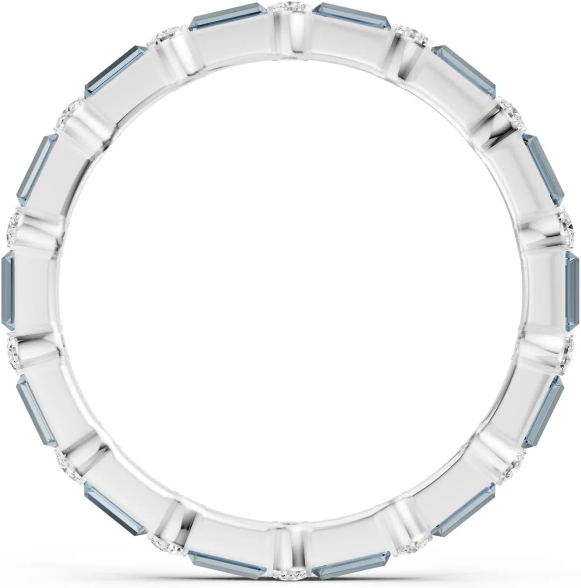 PEORA Baguette Cut Aquamarine Full-Eternity Band Available in Solid 10K, 14K or 18K Gold (White, Yellow, Rose) Ring